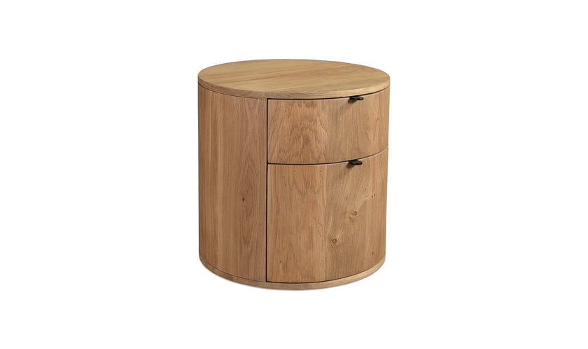 Colin Two-Drawer Nightstand in Natural Wood