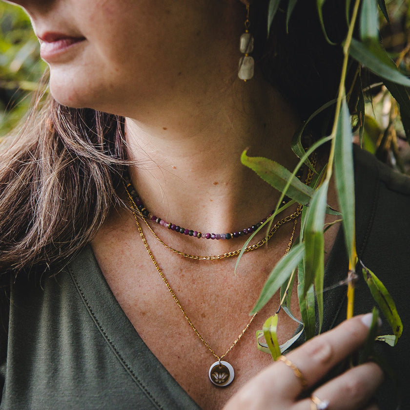 Collier chaîne en acier inoxydable plaqué or 18K | AURORA
