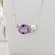 Collier Orchidée en or 14K, perle, diamants et améthyste