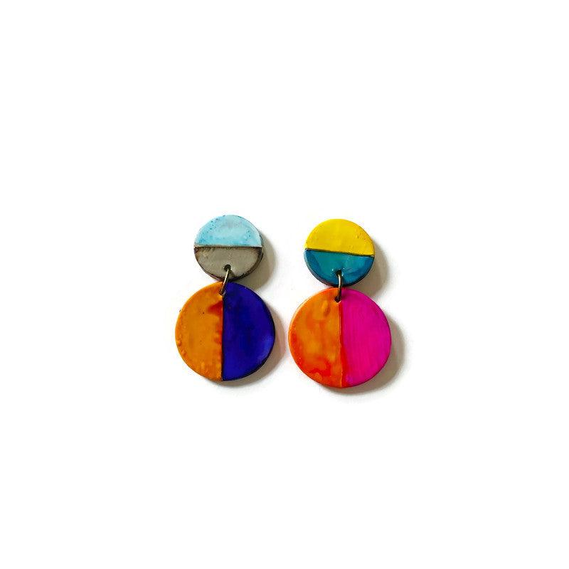Colorful Mismatched Clip On Earrings Handmade