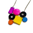 Color Block Statement Necklace Painted Purple Pink Black Blue Yellow Orange