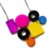 Color Block Statement Necklace Painted Purple Pink Black Blue Yellow Orange