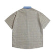 Color Contrast Patchwork Lapel Plaid Casual Short-sleeved Shirt