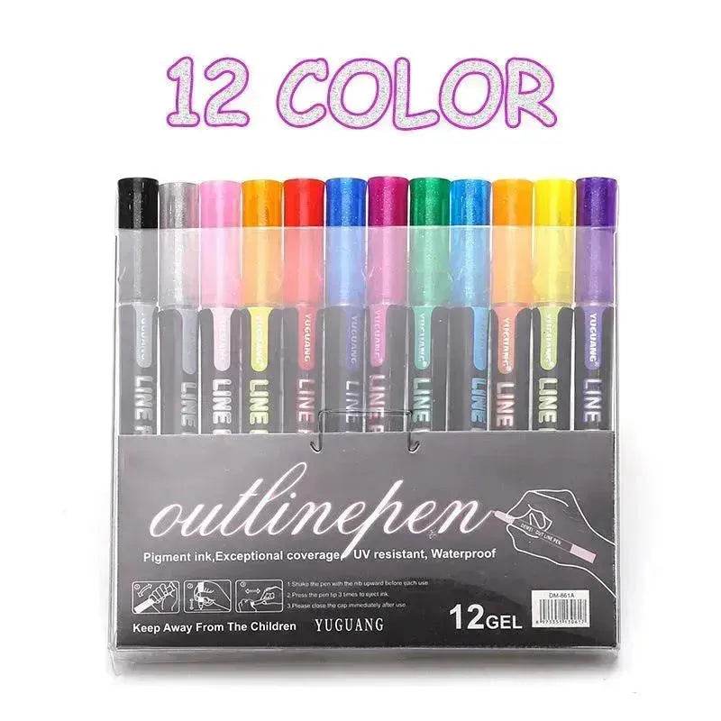 Color Double Line Signature Highlighter Pen And Drawn