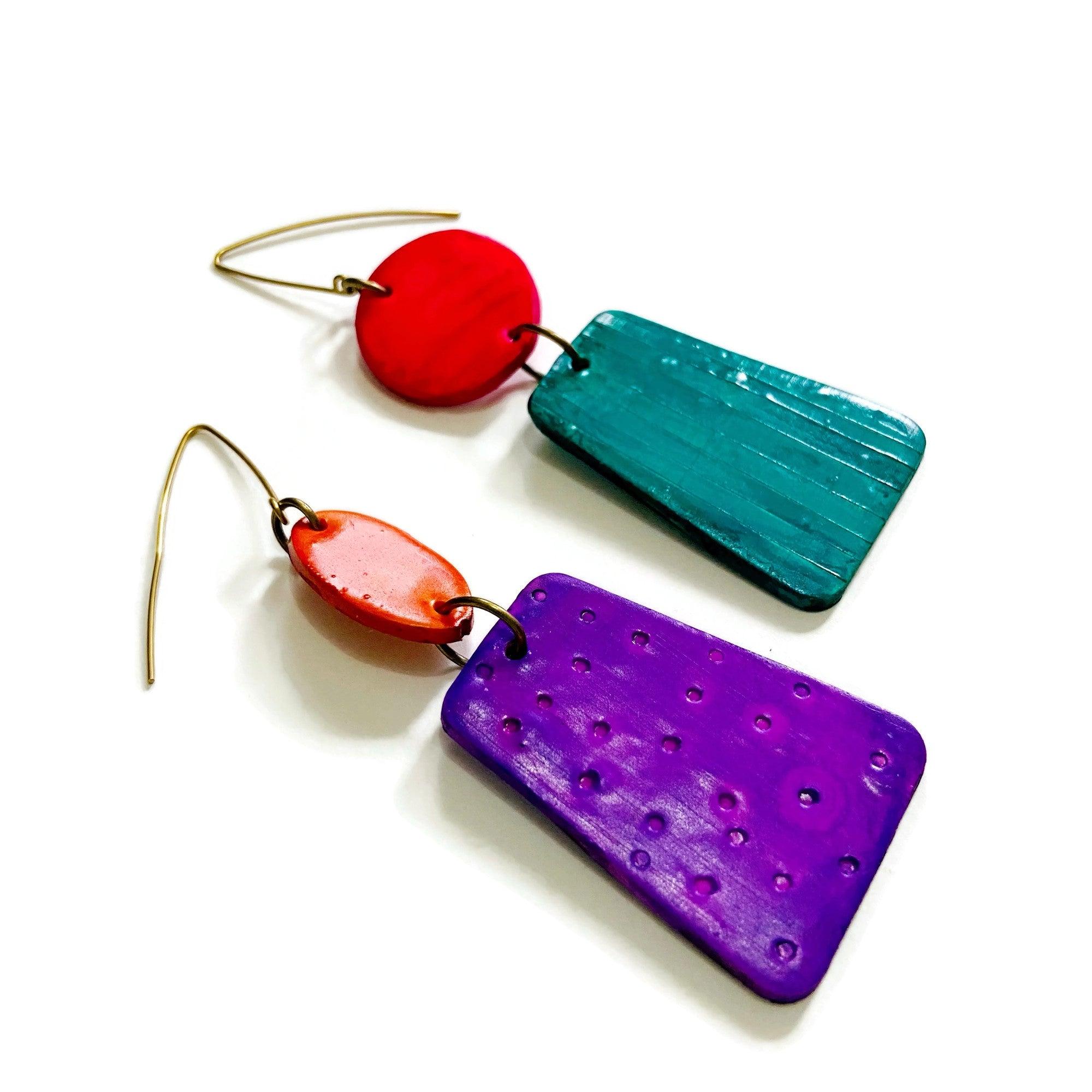 Colorful Asymmetric Mismatched Dangle Earrings