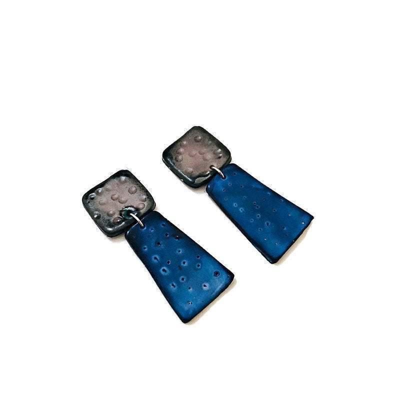 Colorful Dangle Statement Earrings, Post or Clip On – 