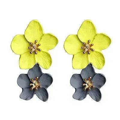 Colorful Double flower Stud earrings for Women