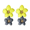 Colorful Double flower Stud earrings for Women