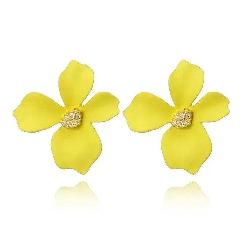 Colorful Double flower Stud earrings for Women