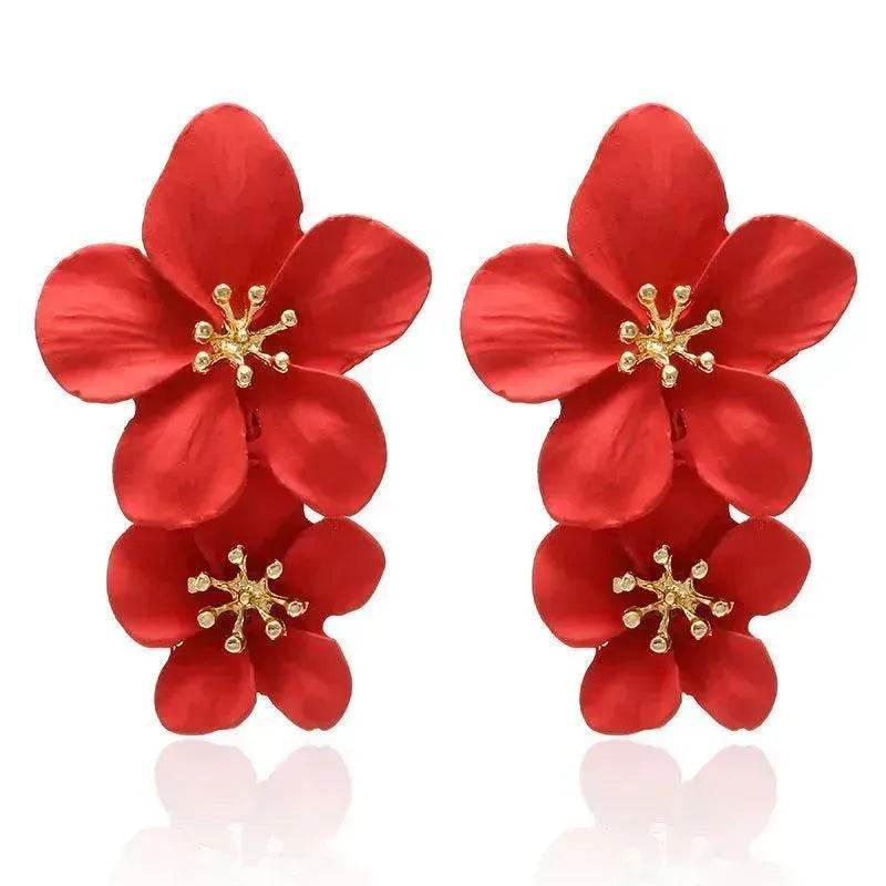 Colorful Double flower Stud earrings for Women