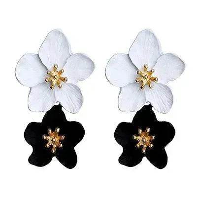 Colorful Double flower Stud earrings for Women