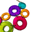 Colorful Linked Circle Jewelry Set, Statement Necklace & Earrings, Handmade Polymer Clay