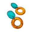 Colorful Linked Circle Jewelry Set, Statement Necklace & Earrings, Handmade Polymer Clay