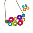 Colorful Linked Circle Statement Necklace, Handmade Polymer Clay