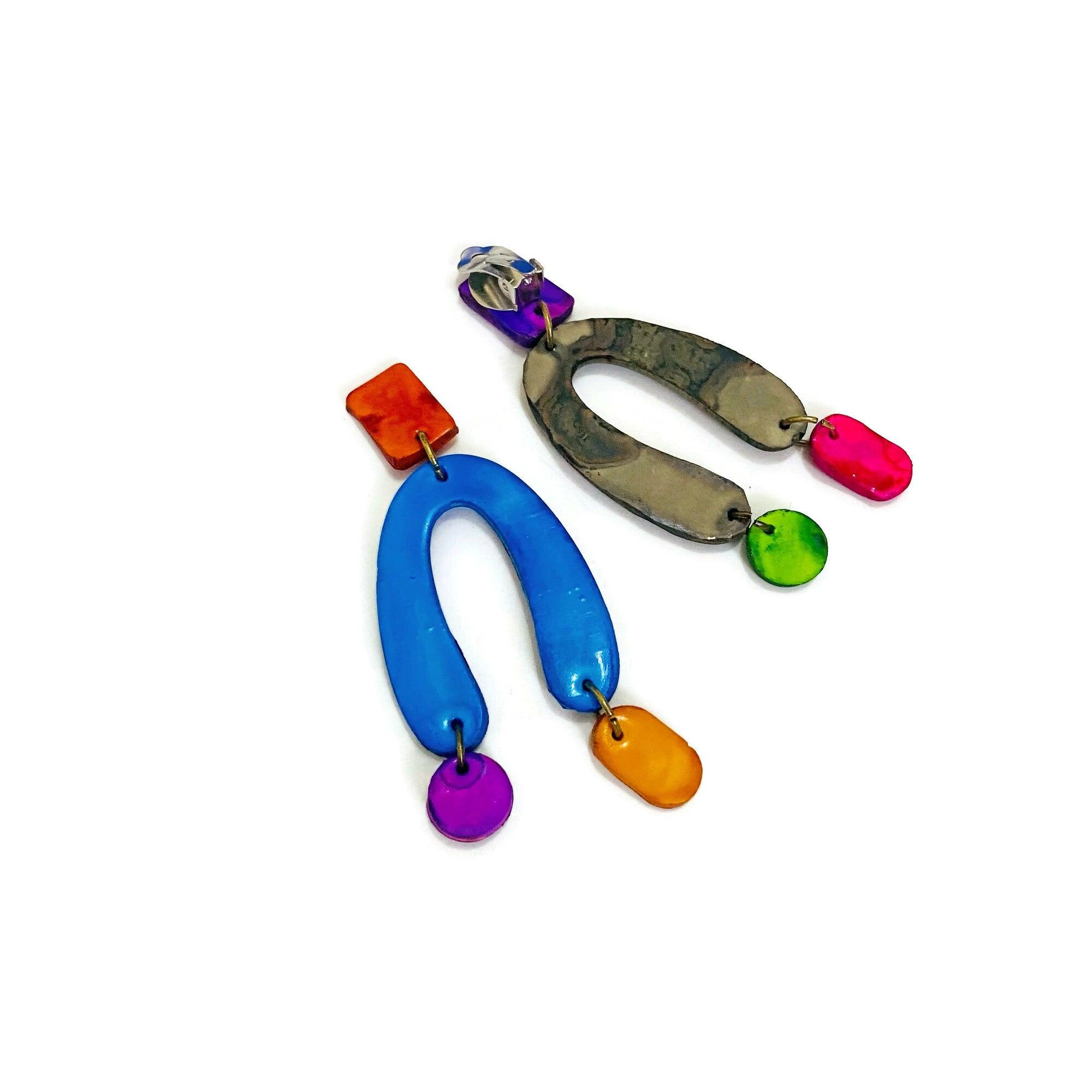 Colorful Oversized Mismatched Arch Earrings