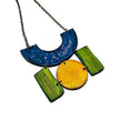 Colorful Painted Statement Necklace with Geometric Design