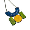 Colorful Painted Statement Necklace with Geometric Design
