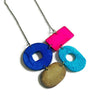 Bright Clip On Earrings in Blue, Pink & Grey