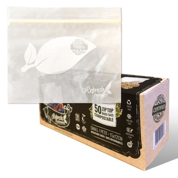 Compostable Zip-Top Bags - Small - (50 Bags 15x12cm)