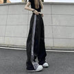 Contrast Color Side Striped Black Pants For Women