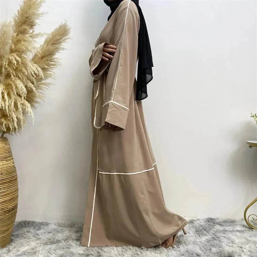 Contrast Striped Cardigan Arab  Robe