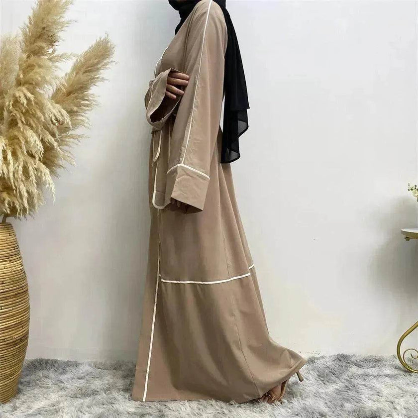 Contrast Striped Cardigan Arab  Robe