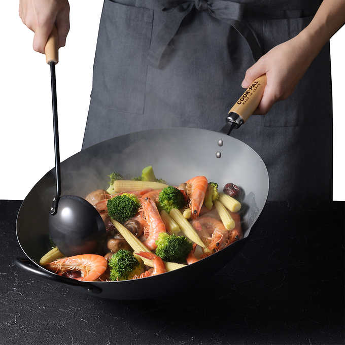 Yoshikawa Japan |  Cook-Pal Ren Nitrided Carbon Steel Wok 36cm - Made in Japan