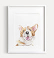 Happy Corgi Dog Wall Art: Pembroke Welsh Puppy Modern Watercolor Painting