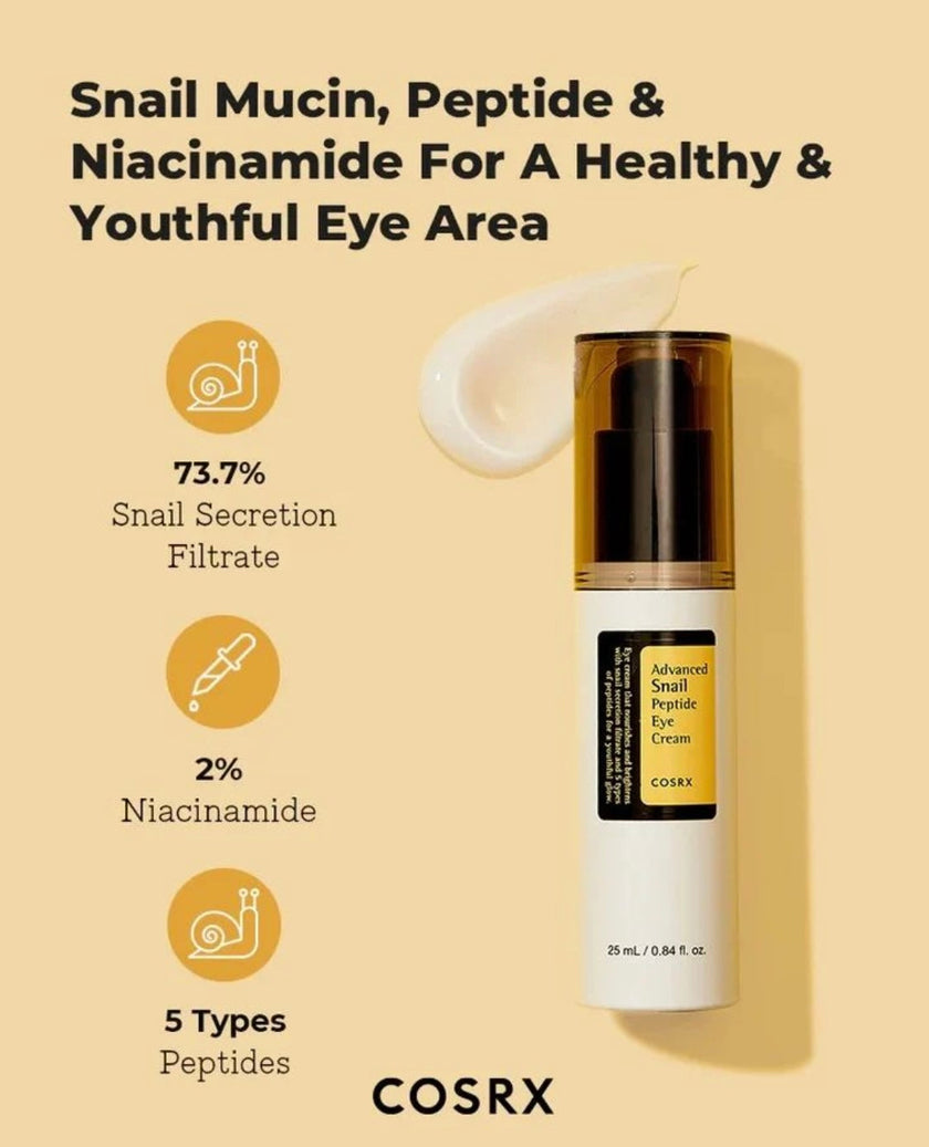 Crème contour des yeux à peptide de mucus d'escargot COSRX Advanced (25ml)
