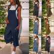 Women's Cotton Linen Wide Leg Jumpsuit – Loose Casual Suspender Pants, S–5XL