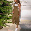 Women's Cotton Linen Wide Leg Jumpsuit – Loose Casual Suspender Pants, S–5XL