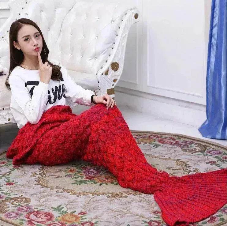 Creative Winter Woolen Mermaid Tail Sofa Blanket