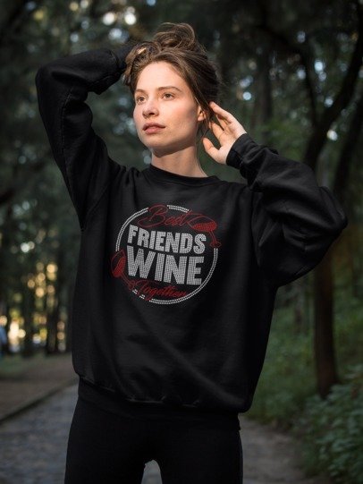 Best Friends Wine Together Rhinestone Shirt – BFF Sparkle Bling Apparel | Blingdazzel