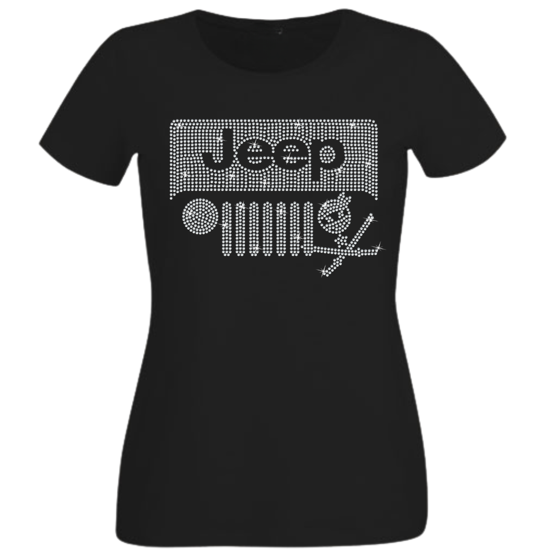 Jeep & Ninja Rhinestone Shirt – Biker & Off-Road Sparkle Bling Apparel | Blingdazzel
