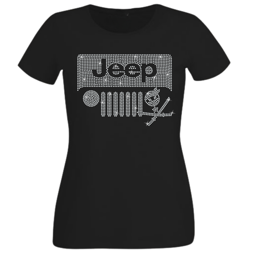 Jeep & Ninja Rhinestone Shirt – Biker & Off-Road Sparkle Bling Apparel | Blingdazzel