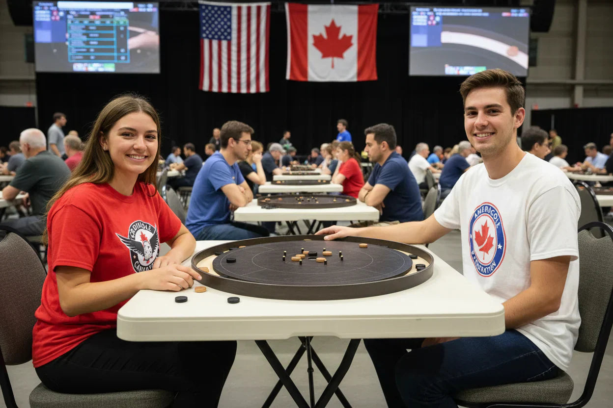 The Gray Maple - Tournament Style Crokinole Board Game Set (Meets NCA Standards)