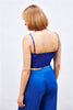 (Basic) Satin Crop Top  with String Straps - Royal Blue