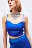 (Basic) Satin Crop Top  with String Straps - Royal Blue