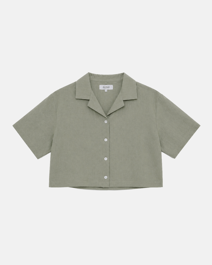 Chemise écourté ample effet lin