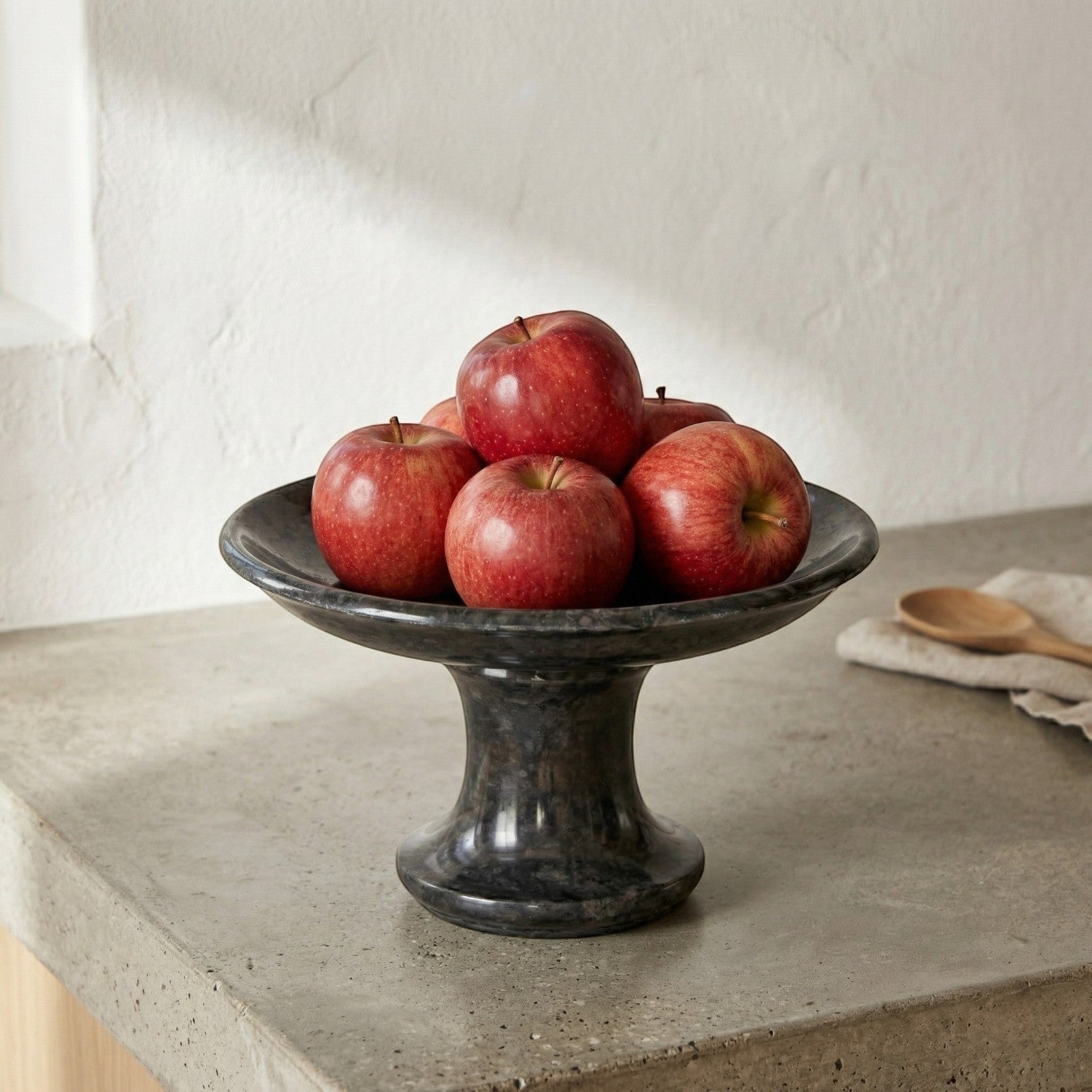 Plateau de service en marbre sur pied - Noir anthracite