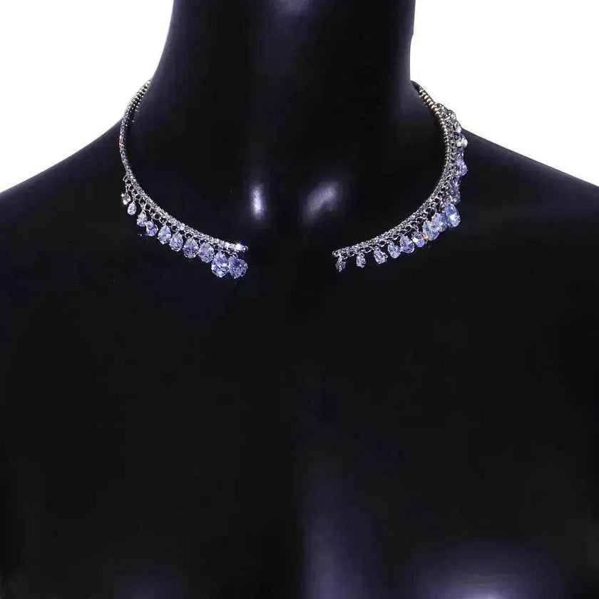 Crystal Rhinestone Collar Necklace for Women  Weeding Bridesmaid Necklace Gold and Silver Necklace