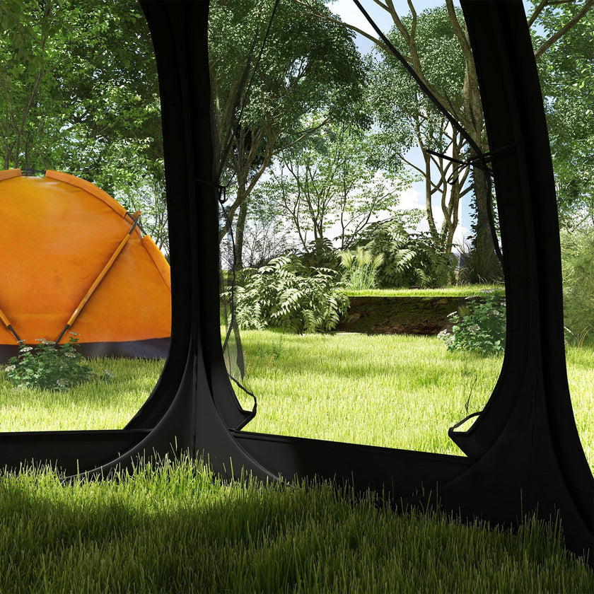 Outsunny 11' x 11.5' Screen Tent, Pop Up Camping Gazebo with Portable Carry Bag and 2 Doors, Black