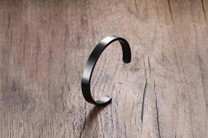 Custom Laser Engraving Smooth Stainless Steel Fine Bangle Jewelry C-shaped Bracelet