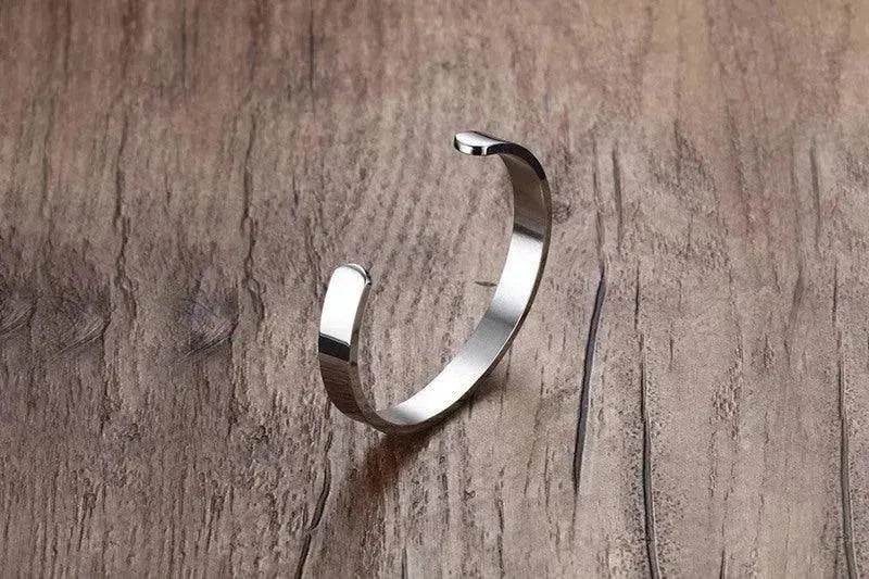 Custom Laser Engraving Smooth Stainless Steel Fine Bangle Jewelry C-shaped Bracelet
