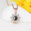 Custom Photo Name Projection Necklace Rose Gold Silver Color Clavicle Chain Personalized Sun Flower Shaped Pendant Jewelry