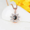 Custom Photo Name Projection Necklace Rose Gold Silver Color Clavicle Chain Personalized Sun Flower Shaped Pendant Jewelry