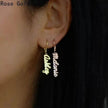 Custom Vertical Name Earrings Dangle Jewelry for Women Stainless Steel