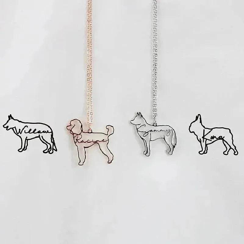 Customized Pet Shape Name Pendant Stainless Steel Necklaces For Women Personalized Cat Necklace Animal Memorial For Pet Lover