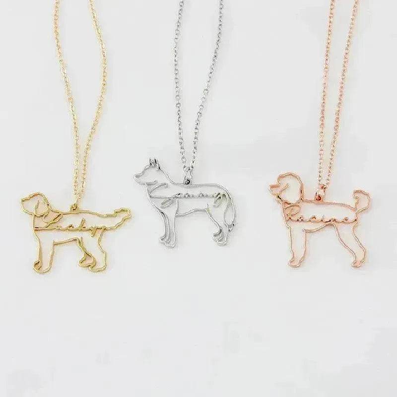 Customized Pet Shape Name Pendant Stainless Steel Necklaces For Women Personalized Cat Necklace Animal Memorial For Pet Lover