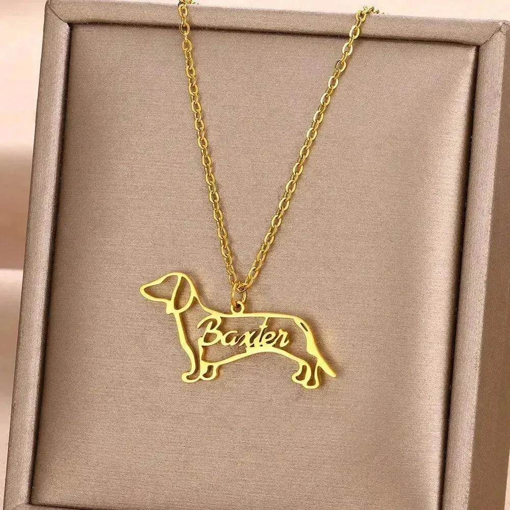 Customized Pet Shape Name Pendant Stainless Steel Necklaces For Women Personalized Cat Necklace Animal Memorial For Pet Lover